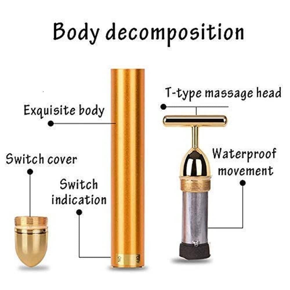 24K Gold Energy Beauty Bar Electric Facial Massage Roller b9bzkp-un
