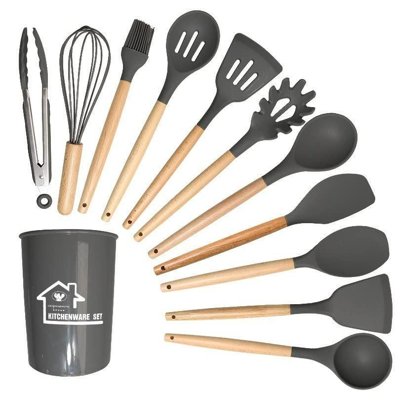 Silicone Cooking Utensils Set of 11pcs with Holder b9bzkp-un