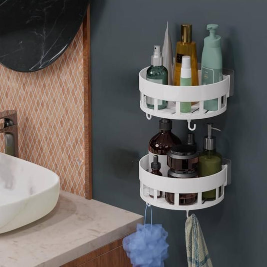 Bathroom Shelves with Hooks (Pack of 2) b9bzkp-un