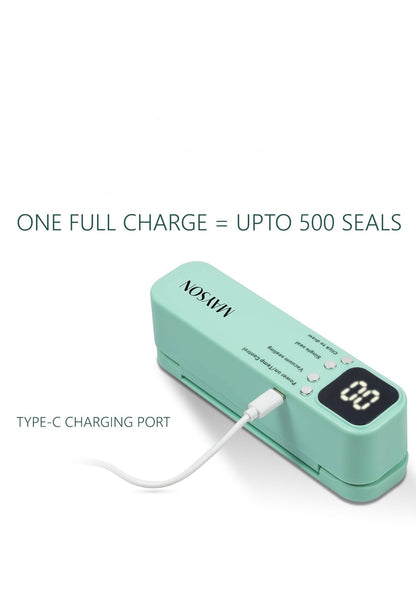 MAYSON 3-in-1 Cordless Portable Vacuum Sealer Machine — Rechargeable, Digital Display, Vacuum + Seal + Inflate Functions, USB-C Charging Orbitustore