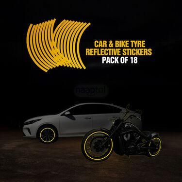 Car Bike Tyre & Body Reflective Stickers (18 stripes of Yellow Colour) b9bzkp-un