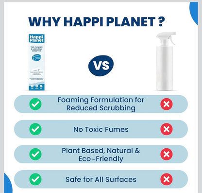 Happi Planet Foaming Limescale Remover & Kitchen Cleaner – Multipurpose, Plant-Based, Non-Toxic (500 ml) Orbitustore