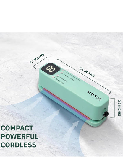 MAYSON 3-in-1 Cordless Portable Vacuum Sealer Machine — Rechargeable, Digital Display, Vacuum + Seal + Inflate Functions, USB-C Charging Orbitustore