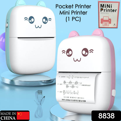 8838 Pocket Mini Printer Mobile Phone Bluetooth Connection Wireless Mini Thermal Printer With Android Or Ios App For Pictures Portable Smart Printercontains 1 Rolls Thermal Paper With Fast Paper Output For Photo Image Wukusy