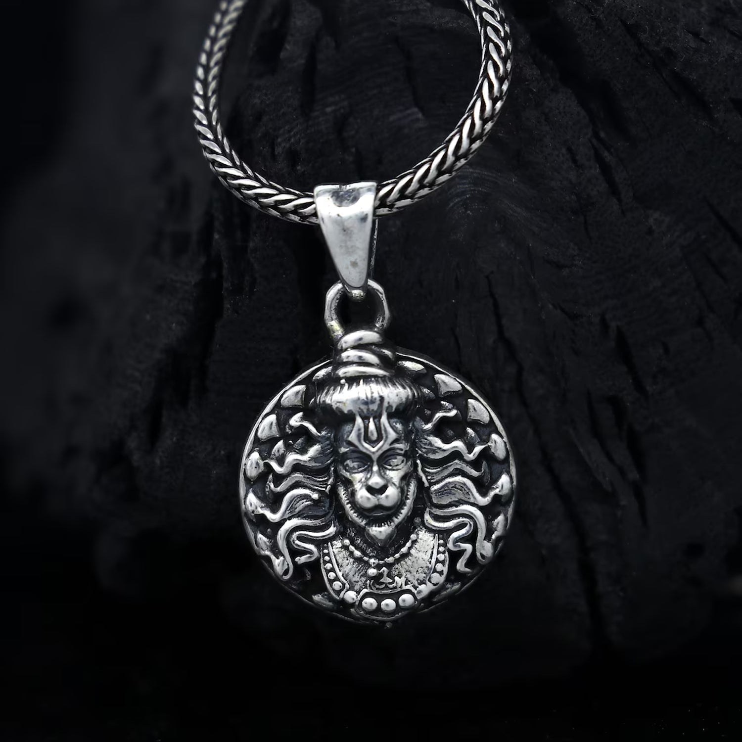 Hanuman Facelocket With Chain Pendant Necklace Chain (1 Pc) Wukusy