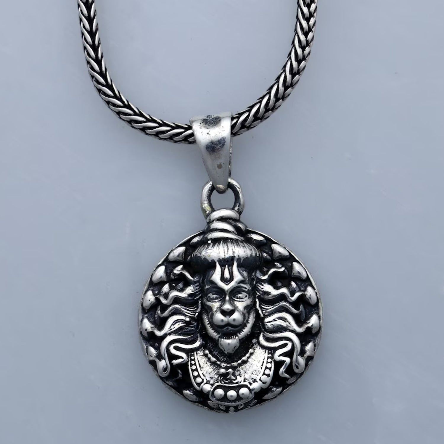 Hanuman Facelocket With Chain Pendant Necklace Chain (1 Pc) Wukusy